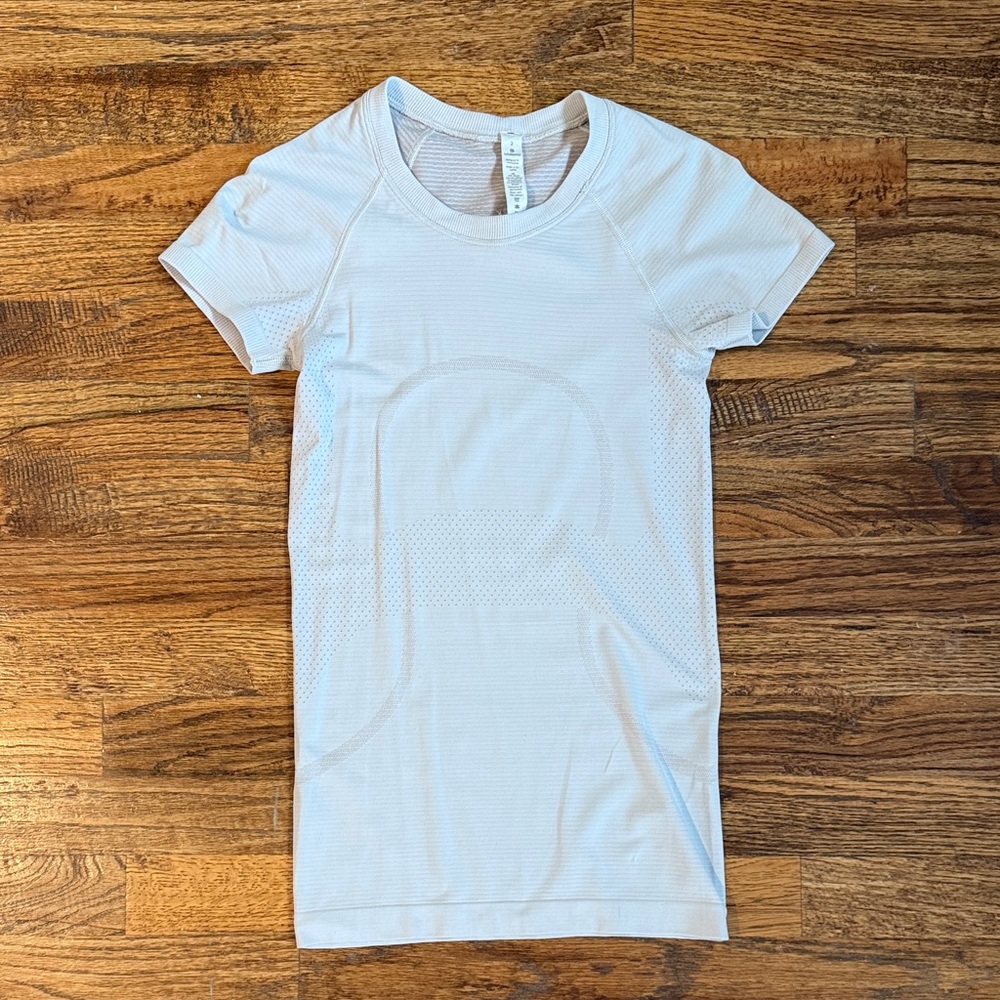 lululemon athletica White with slight pink tint Short Sleeve Tee